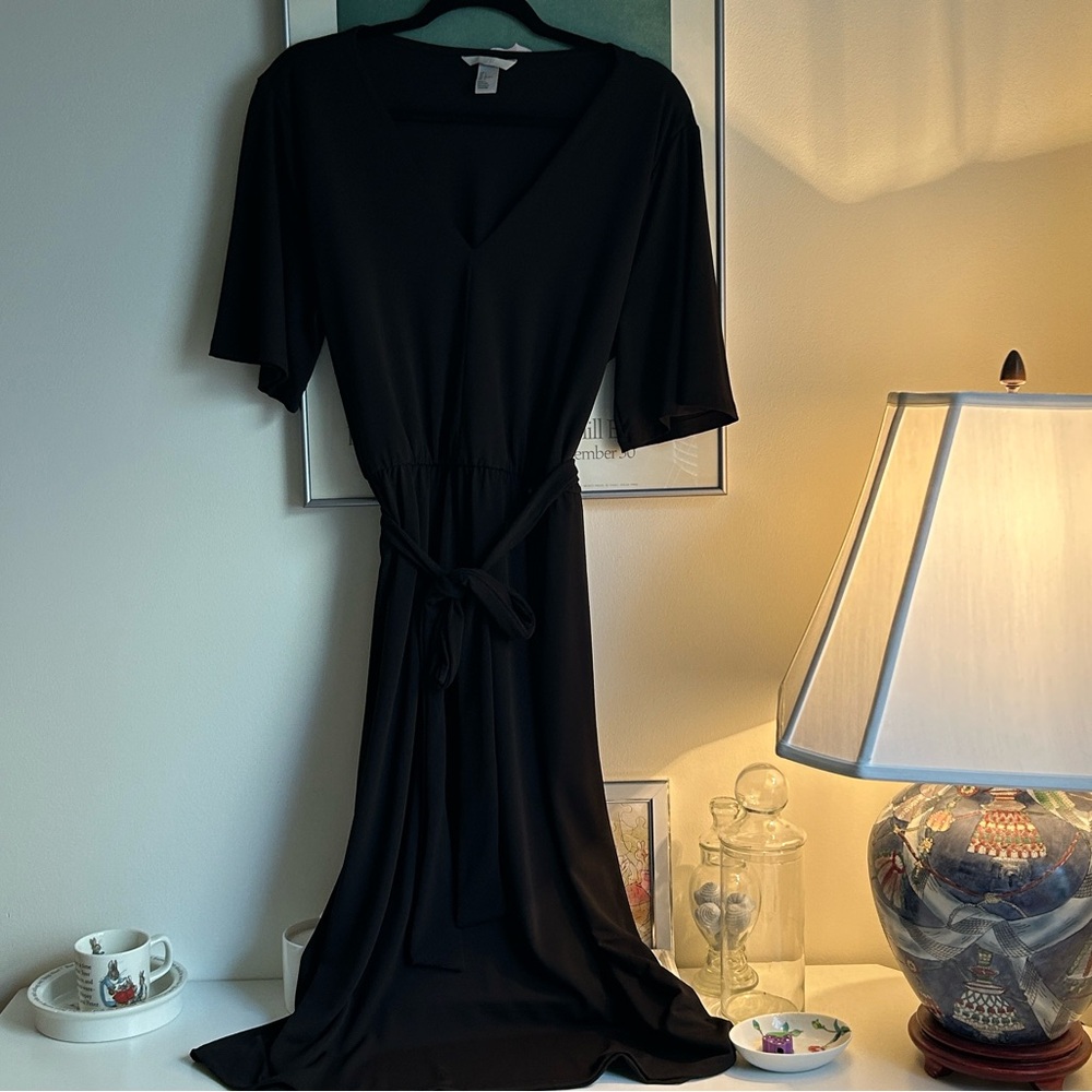H&M little black dress tie belt large
